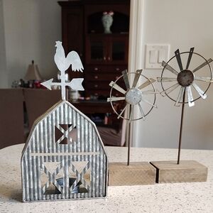 Metal Barn and Windmill Decor Set